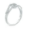 Thumbnail Image 2 of 0.15 CT. T.W. Diamond Flower Swirling Bypass Ring in Sterling Silver