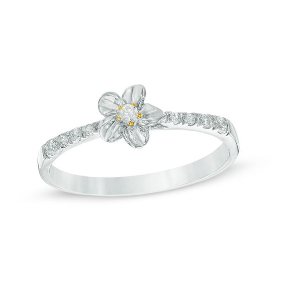 0.11 CT. T.W. Diamond Flower Ring in Sterling Silver and 10K Gold