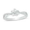 Diamond Accent Flower Crossover Ring in Sterling Silver