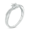 Thumbnail Image 1 of Diamond Accent Flower Crossover Ring in Sterling Silver