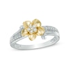 Thumbnail Image 0 of 0.11 CT. T.W. Diamond Flower Ring in Sterling Silver and 10K Gold