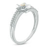 Thumbnail Image 2 of 0.18 CT. T.W. Diamond Flower Split Shank Bypass Ring in Sterling Silver and 10K Gold