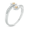 Thumbnail Image 1 of 0.15 CT. T.W. Diamond Flower Bypass Ring in Sterling Silver and 10K Gold