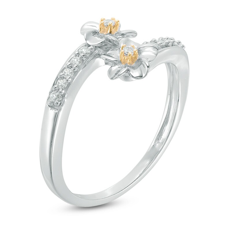 0.15 CT. T.W. Diamond Flower Bypass Ring in Sterling Silver and 10K Gold