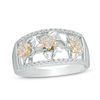Thumbnail Image 0 of 0.30 CT. T.W. Diamond Cutout Flower Ring in Sterling Silver and 10K Gold