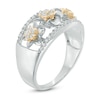 Thumbnail Image 1 of 0.30 CT. T.W. Diamond Cutout Flower Ring in Sterling Silver and 10K Gold