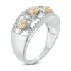 Thumbnail Image 2 of 0.30 CT. T.W. Diamond Cutout Flower Ring in Sterling Silver and 10K Gold
