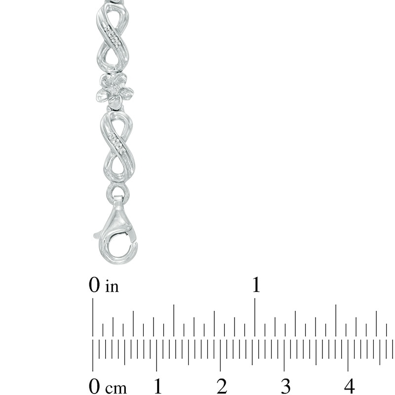 Main Image 2 of 0.23 CT. T.W. Diamond Infinity Link Flower Bracelet in Sterling Silver - 7.25&quot;