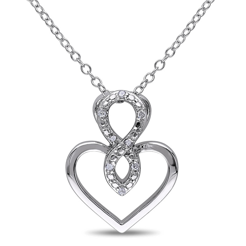 Diamond Accent Infinity Heart Pendant in Sterling Silver