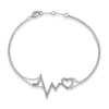Thumbnail Image 1 of Diamond Accent Heartbeat and Heart Bracelet in Sterling Silver - 7.25&quot;