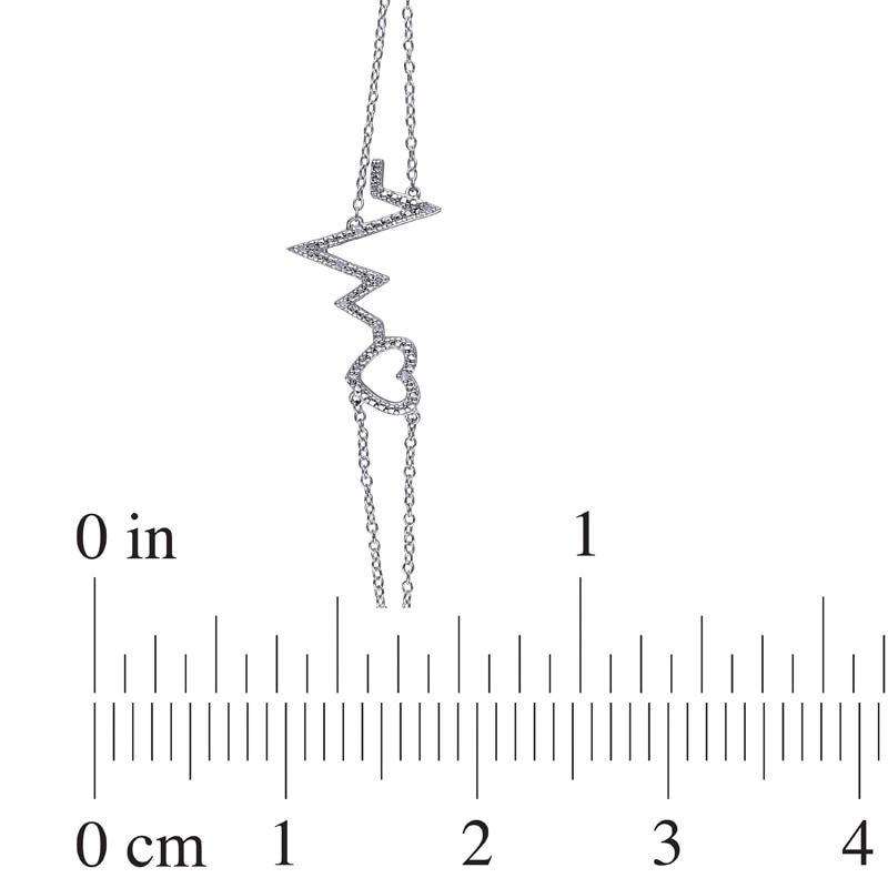 Diamond Accent Heartbeat and Heart Bracelet in Sterling Silver - 7.25"