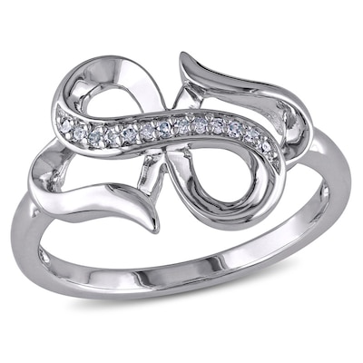Diamond Accent Double Heart Infinity Ring in Sterling Silver