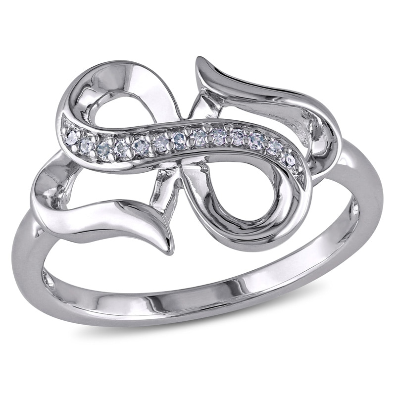 Diamond Accent Double Heart Infinity Ring in Sterling Silver