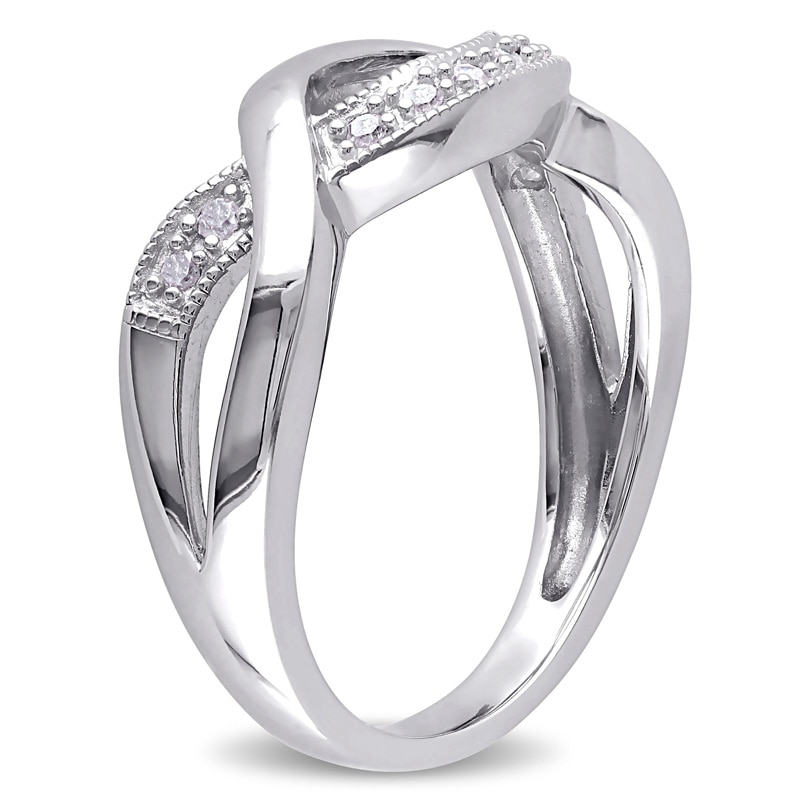 Main Image 2 of Diamond Accent Vintage-Style Crossover Ring in Sterling Silver
