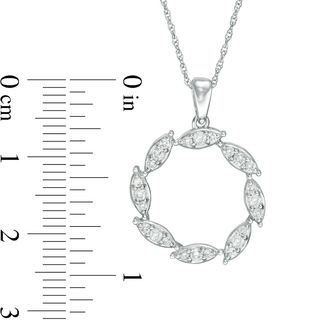 0.33 CT. T.W. Diamond Marquise Circle Pendant in 10K White Gold