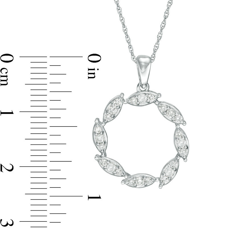 Main Image 2 of 0.33 CT. T.W. Diamond Marquise Circle Pendant in 10K White Gold