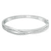 Thumbnail Image 1 of 0.15 CT. T.W. Diamond Layered Crossover Bangle in Sterling Silver