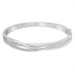 0.15 CT. T.W. Diamond Layered Crossover Bangle in Sterling Silver