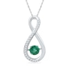 Thumbnail Image 0 of Unstoppable Love™ Lab-Created Emerald and 0.09 CT. T.W. Diamond Infinity Pendant in Sterling Silver
