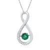 Thumbnail Image 0 of Unstoppable Love™ Lab-Created Emerald and 0.09 CT. T.W. Diamond Infinity Pendant in Sterling Silver