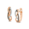 Thumbnail Image 1 of 0.20 CT. T.W. Champagne and White Diamond Infinity Hoop Earrings in 10K Rose Gold