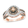 Thumbnail Image 1 of 1.01 CT. T.W. Champagne and White Diamond Bypass Frame Ring in 10K Rose Gold