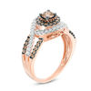 Thumbnail Image 2 of 1.01 CT. T.W. Champagne and White Diamond Bypass Frame Ring in 10K Rose Gold