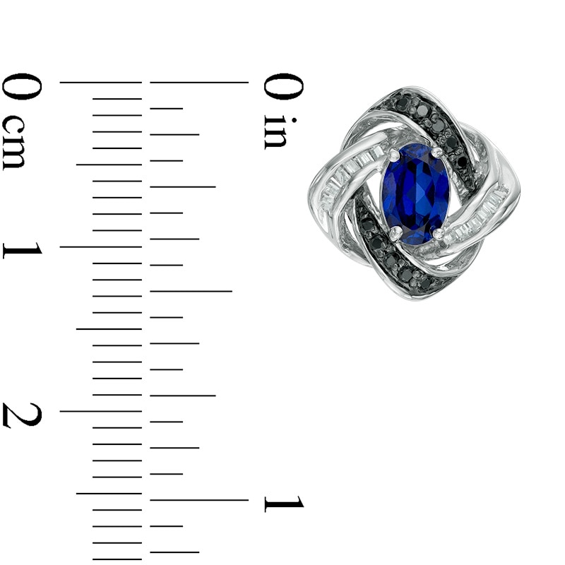 Oval Lab-Created Blue Sapphire and 0.19 CT. T.W. Enhanced Black and ...