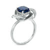 Thumbnail Image 1 of Oval Lab-Created Blue Sapphire and 0.19 CT. T.W. Enhanced Black and White Diamond Orbit Ring in 10K White Gold