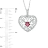 Thumbnail Image 1 of 5.5mm Heart-Shaped Lab-Created Ruby and Diamond Accent Scroll Heart Pendant in Sterling Silver