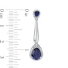 Thumbnail Image 2 of Pear-Shaped Lab-Created Blue Sapphire and Diamond Accent Frame Drop Earrings in Sterling Silver