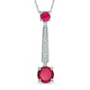 Thumbnail Image 0 of Lab-Created Ruby, White Sapphire and Diamond Accent Drop Pendant in Sterling Silver