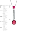 Thumbnail Image 1 of Lab-Created Ruby, White Sapphire and Diamond Accent Drop Pendant in Sterling Silver
