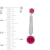 Lab-Created Ruby, White Sapphire and 0.13 CT. T.W. Diamond Drop Earrings in Sterling Silver