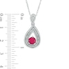 5.5mm Lab-Created Ruby and Diamond Accent Teardrop Pendant in 10K White Gold