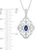 Thumbnail Image 2 of Oval Lab-Created Blue Sapphire and Diamond Accent Vintage-Style Pendant in Sterling Silver