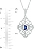 Thumbnail Image 1 of Oval Lab-Created Blue Sapphire and Diamond Accent Vintage-Style Pendant in Sterling Silver