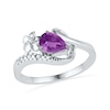 Thumbnail Image 1 of Pear-Shaped Amethyst and Diamond Accent Flower Loop Ring in Sterling Silver