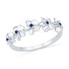 Thumbnail Image 1 of Lab-Created Blue Sapphire Flower Band in Sterling Silver
