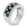 Thumbnail Image 2 of Black Spinel and Lab-Created White Sapphire Multi-Row Band in 10K White Gold