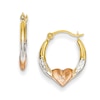 Thumbnail Image 1 of Diamond-Cut Heart Hoop Earrings in 14K Tri-Tone Gold