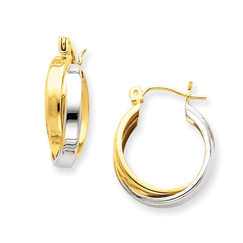 Overlapping Hoop Earrings in 14K Two-Tone Gold|Peoples Jewellers