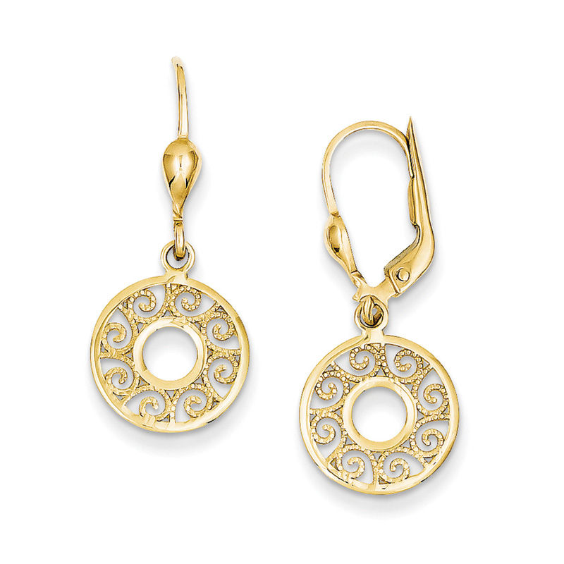 Filigree Circle Drop Earrings in 14K Gold|Peoples Jewellers