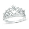 Thumbnail Image 0 of 0.15 CT. T.W. Diamond Heart Crown Ring in Sterling Silver
