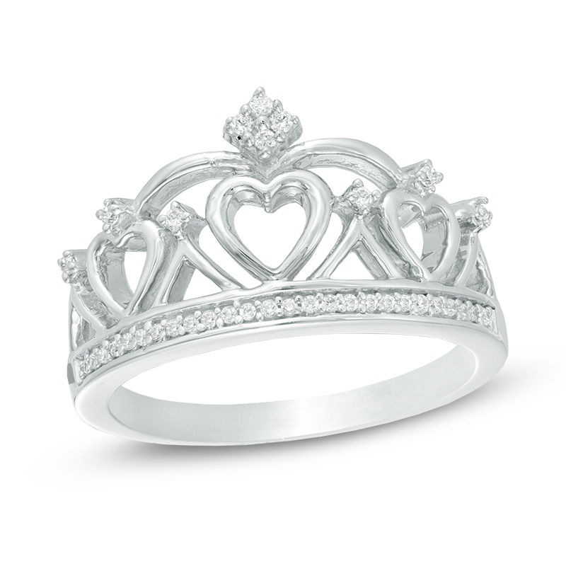 0.15 CT. T.W. Diamond Heart Crown Ring in Sterling Silver