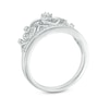 Thumbnail Image 1 of 0.15 CT. T.W. Diamond Heart Crown Ring in Sterling Silver