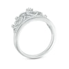 Thumbnail Image 2 of 0.15 CT. T.W. Diamond Heart Crown Ring in Sterling Silver