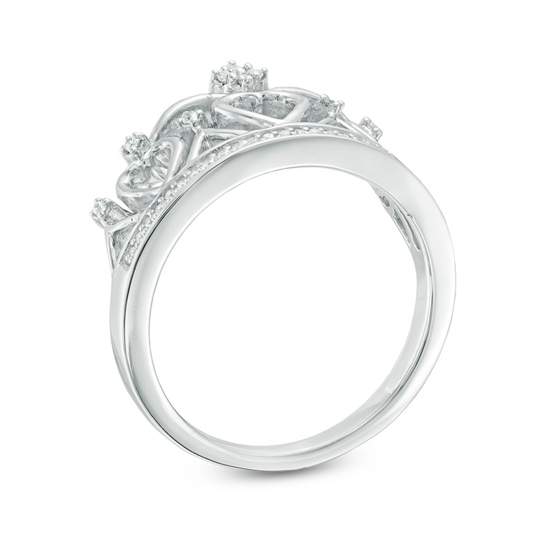 0.15 CT. T.W. Diamond Heart Crown Ring in Sterling Silver
