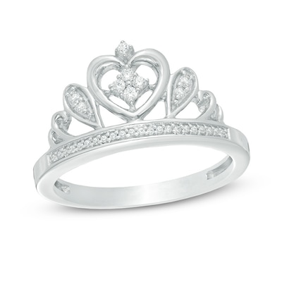 0.15 CT. T.W. Diamond Heart Tiara Ring in Sterling Silver