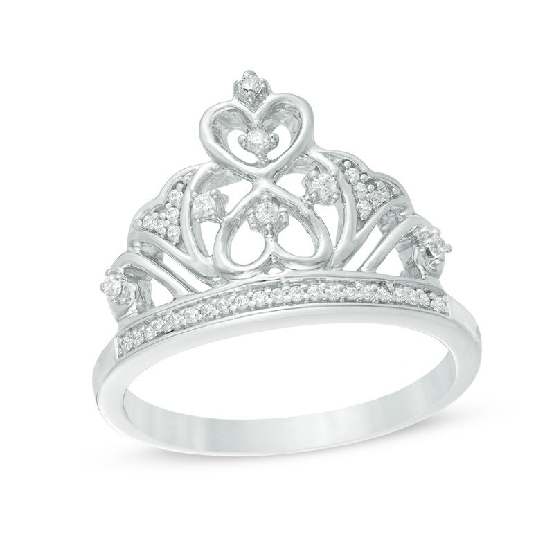 0.09 CT. T.W. Diamond Crown Ring in Sterling Silver|Peoples Jewellers